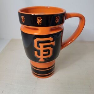 San Francisco Giants Coffee Mug With Lid MLB Baseball Fan‎ Gift Black Orange